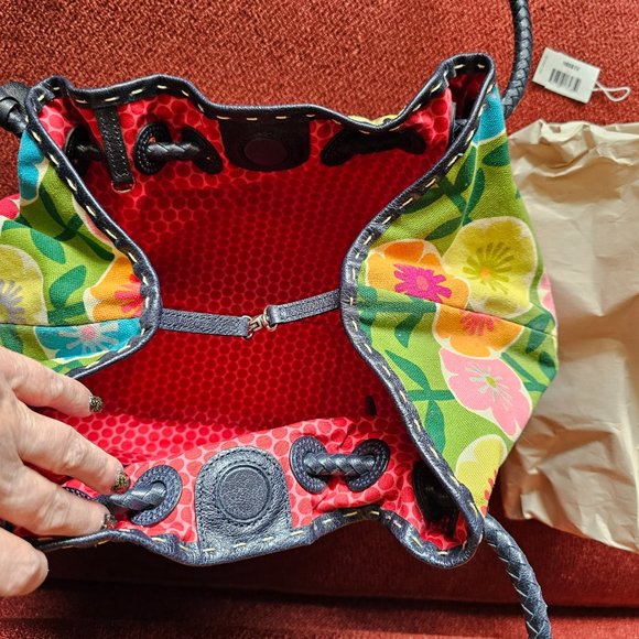 NWT Brighton Canvas/Leather Floral Handbag - Picture 4 of 7